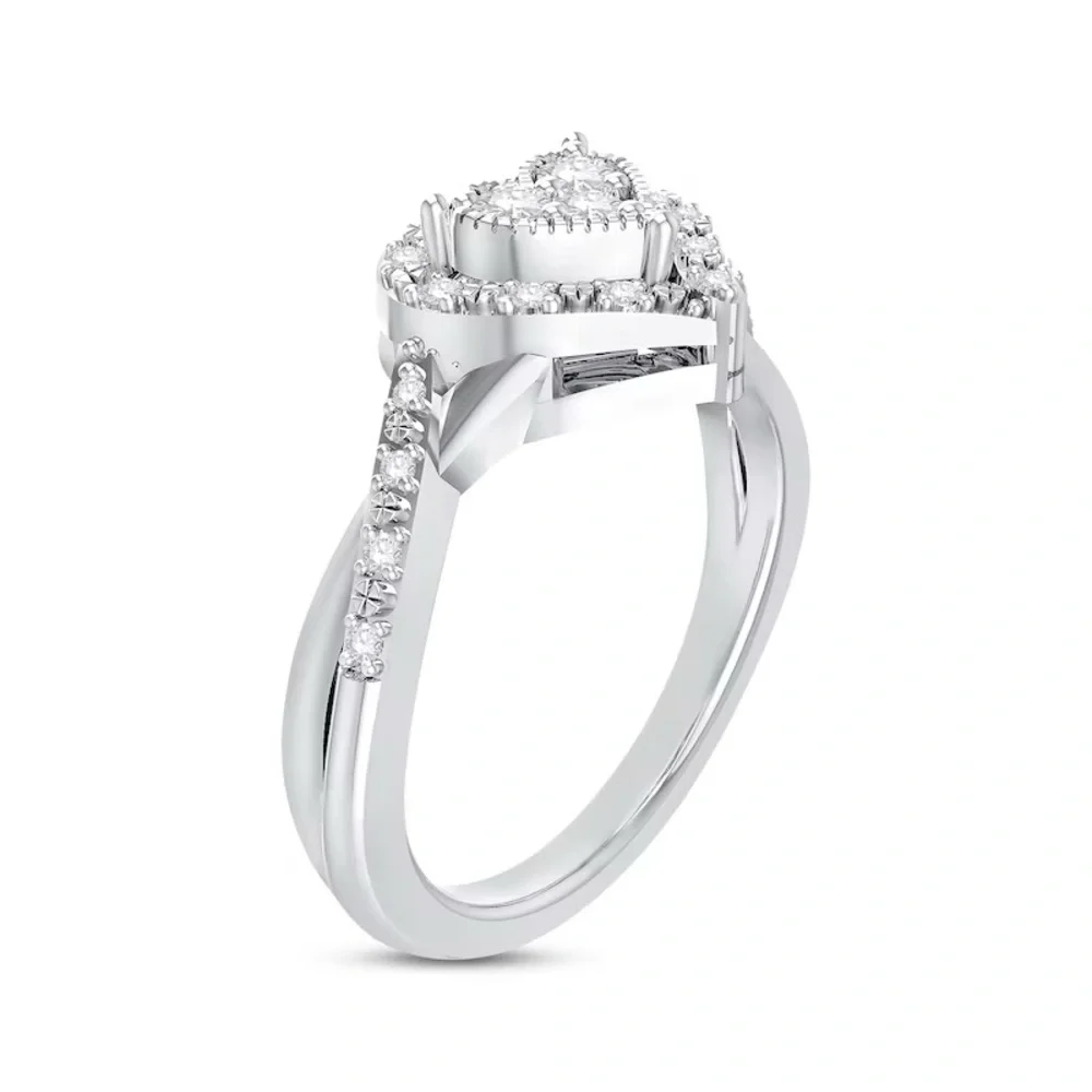Diamond Heart Ring 1/5 ct tw Sterling Silver - Picture 3 of 7